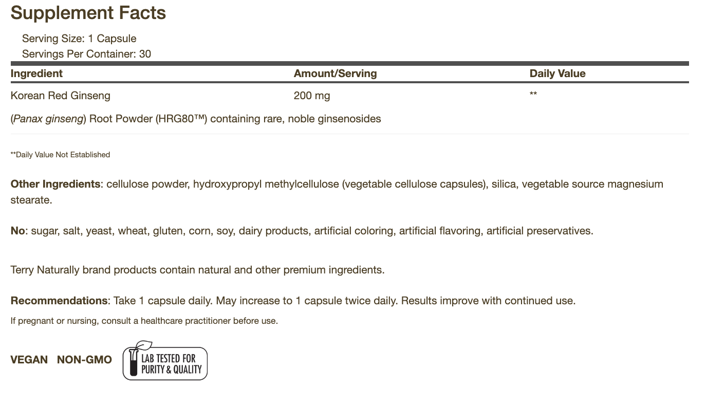 HRG80™ Red Ginseng Energy 30 Capsules